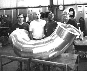 Four welders were certified to TIG weld the inside and outside of the ECS duct.