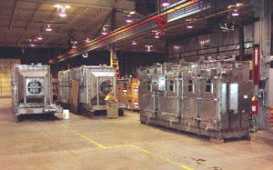Three air filtration units ready for shipment to Taiwan. Two of the units pictured are more than 30-feet long.