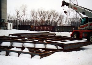 Pre-assembled sections await assembly at job site.