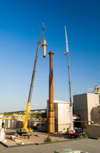 Tweet Garot Mechanical replaced the top 40 feet of this boiler stack for Green Bay Packaging.